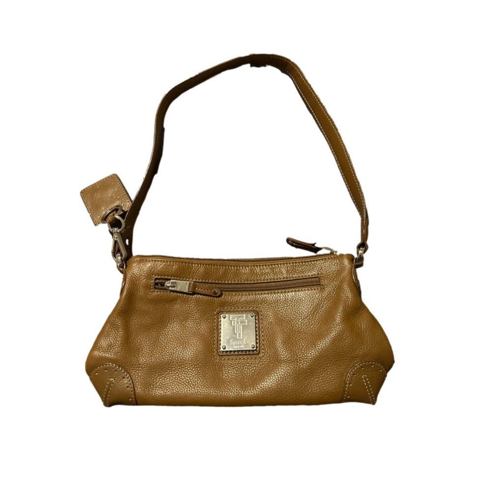 Tignanello small cognac brown leather handbag purse shoulder bag